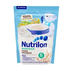 NUTRILON Каша молочная рисовая 6 месяцев + без сахара 200гр
