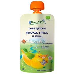 FLEUR ALPINE Пюре яблоко груша и банан 120гр