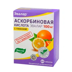 ЭВАЛАР Кислота аскорбиновая с глюкозой 100мг 60шт