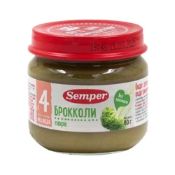 SEMPER Пюре брокколи 4 месяца + 80гр стекло