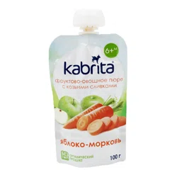 KABRITA Пюре с козьими сливками Яблоко-морковь 100гр