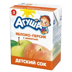 АГУША Сок с мякотью яблоко-персик 5+ 200мл