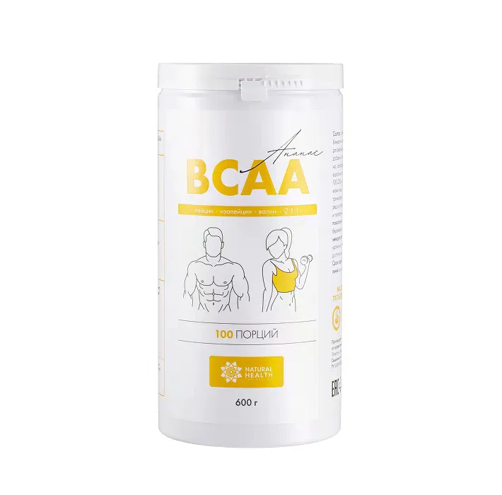 NATURAL HEALTH Бад ВСАА со вкусом  ананаса 600гр