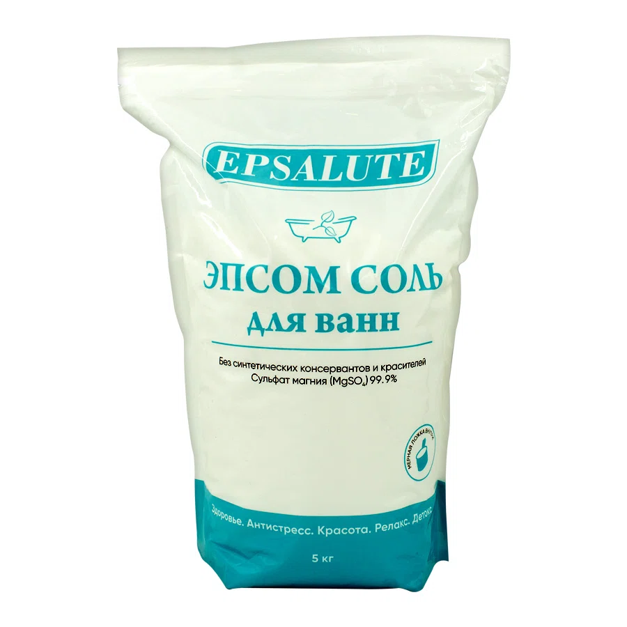 EPSALUTE  Соль Эпсом для ванн с мерной ложкой 5кг