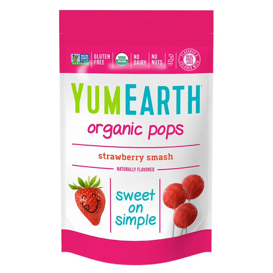 YUMEARTH Леденцы на палочке strawberry pops 14шт 1170