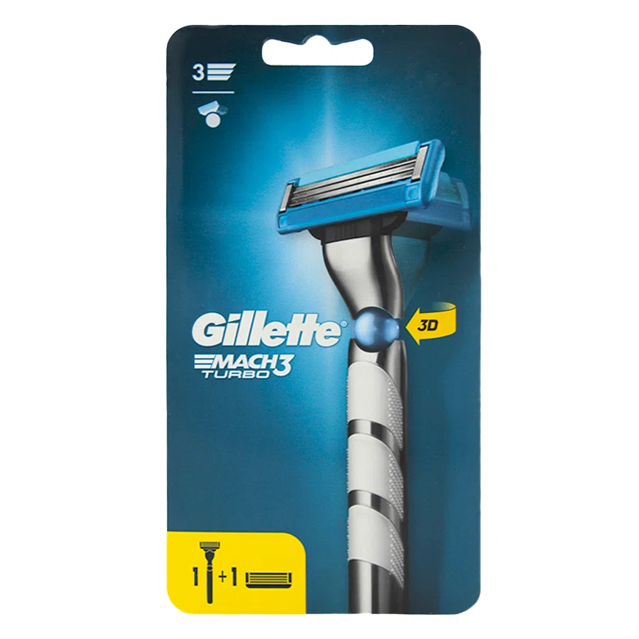 GILLETTE Кассета Mach-3 Turbo 1 сменная кас ред
