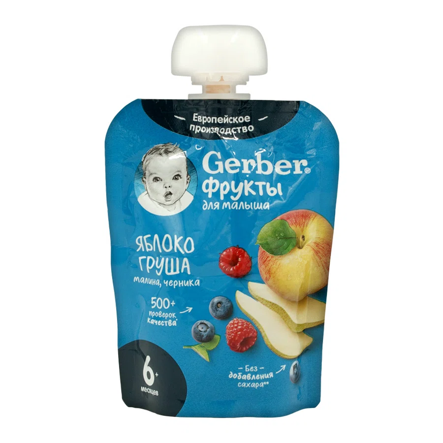 GERBER Пюре Яблоко-груш-малин-черника  90гр