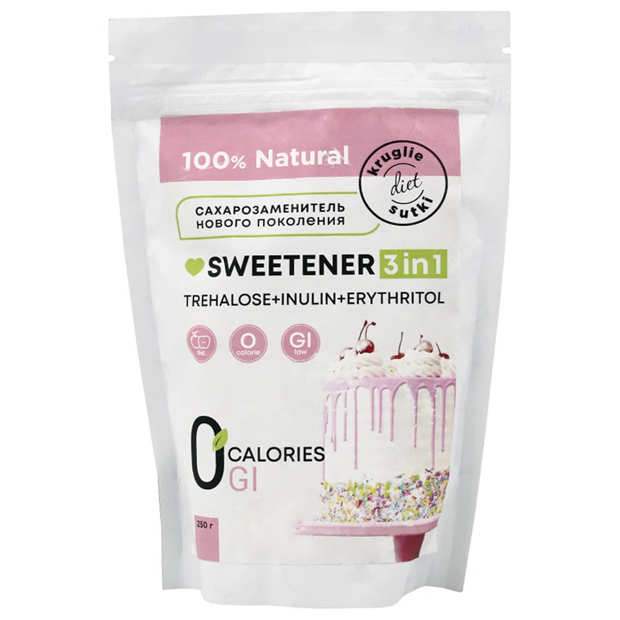 Kruglie Diet Sutki Сахарозаменитель нового поколения SWEETENER 3 IN 1 250 гр