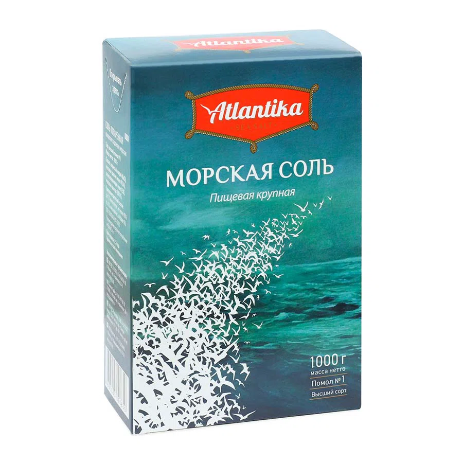 ATLANTIKA Соль морская пищевая крупная 1000гр