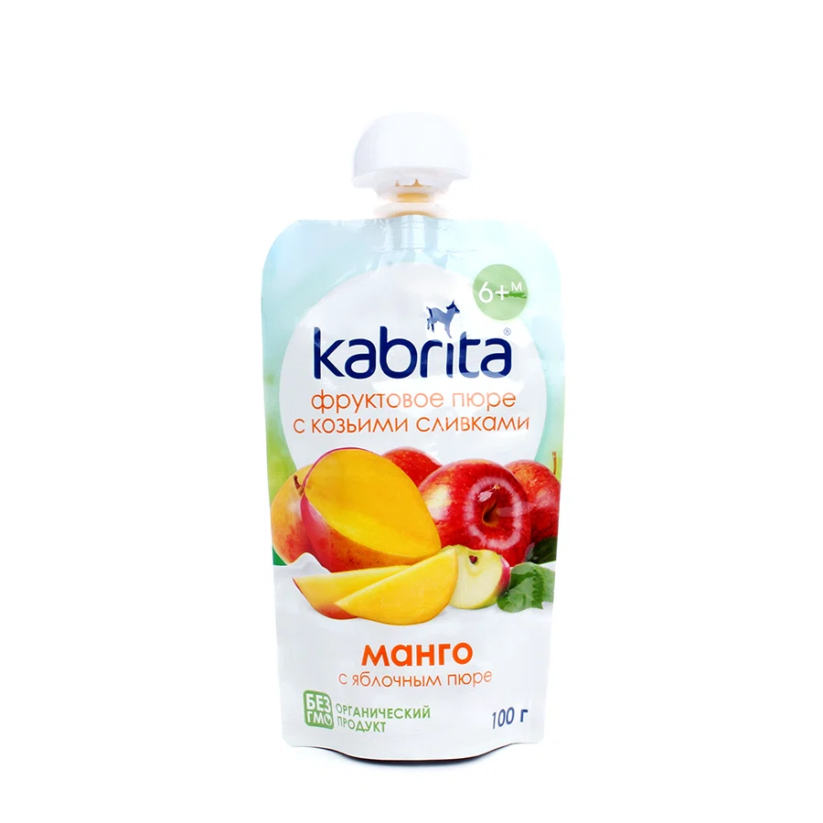 KABRITA Пюре с козьими сливками / манго с яблочным пюре 6+ 100гр