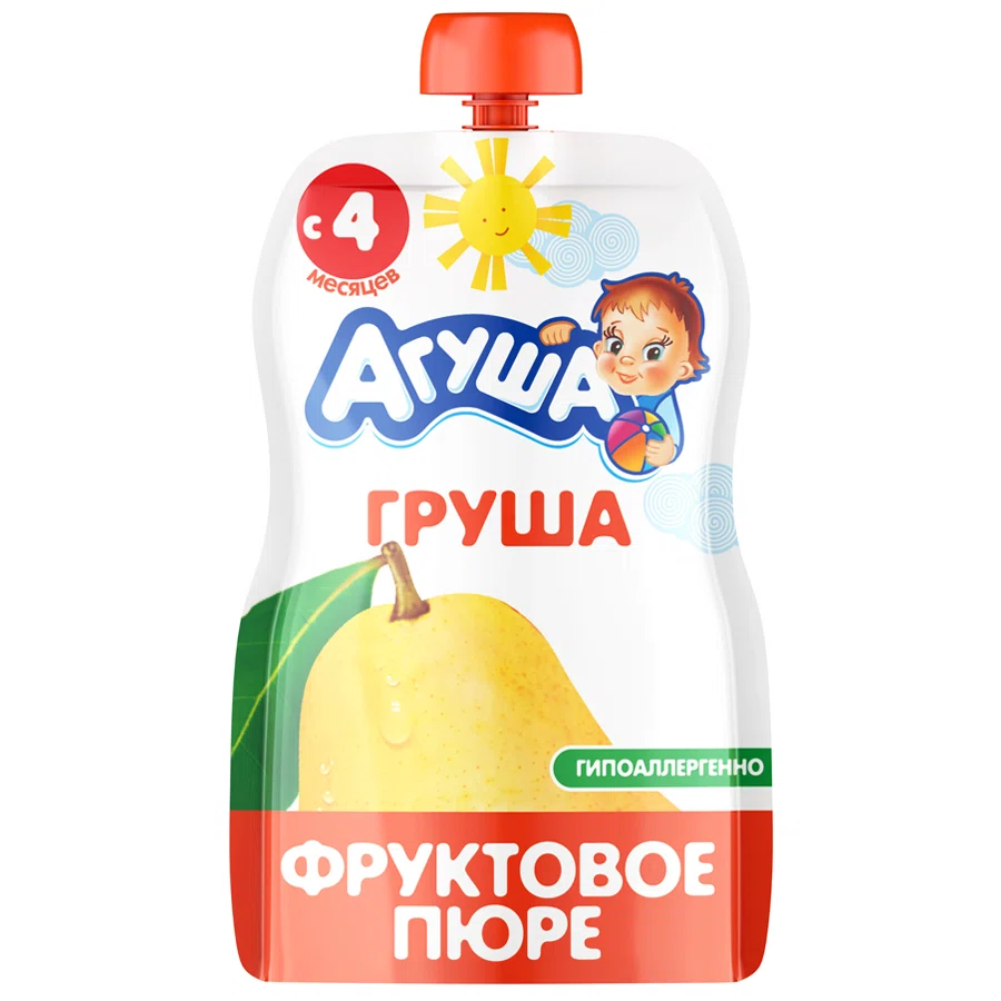 АГУША Пюре фруктовое груша 4+ 90гр (пауч)