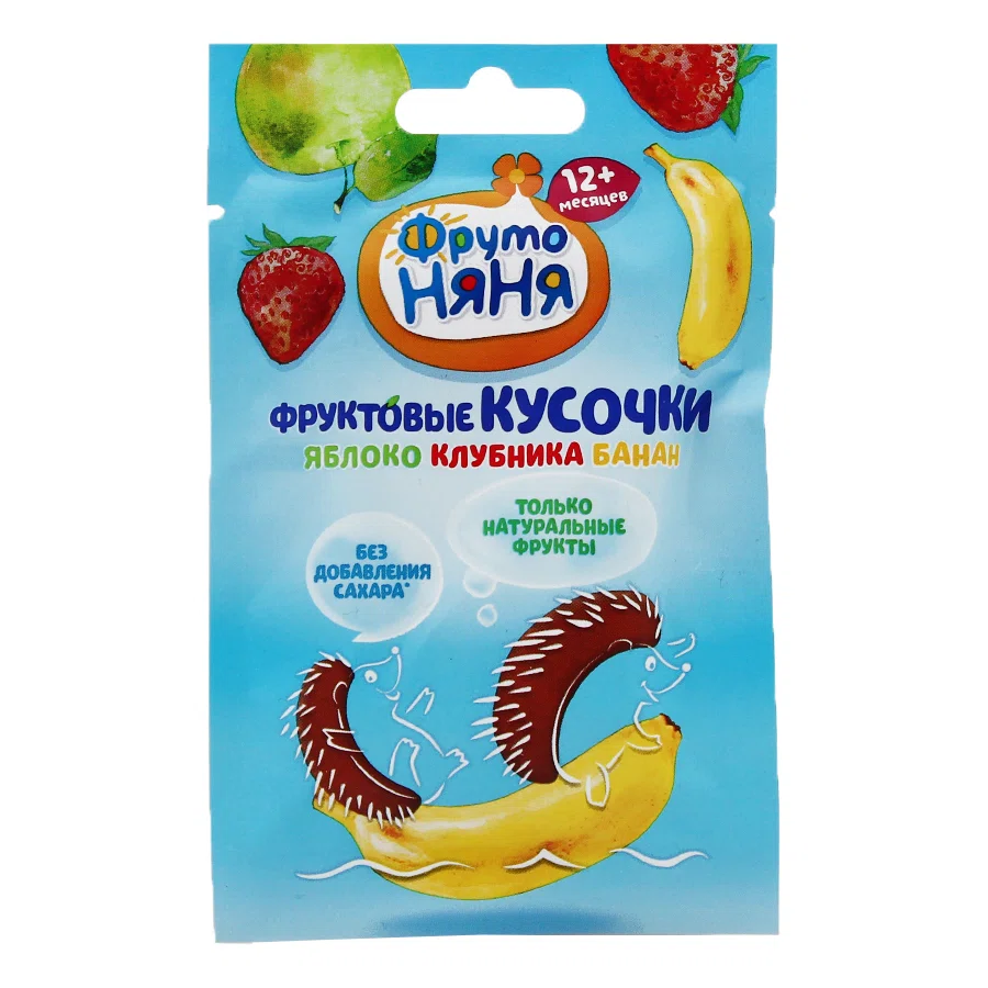 ФРУТО НЯНЯ Кусочки фруктовые Яблоко-клубника-банан 15г