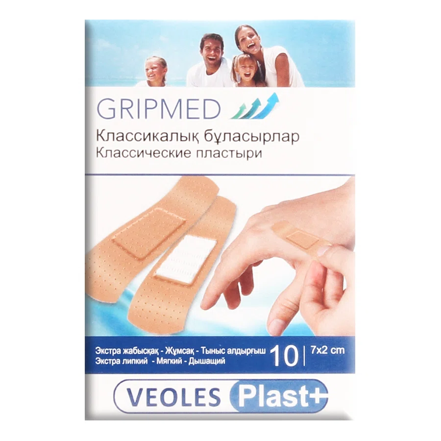 VEOLES PLAST+ Пластырь классический 10шт 7*2см