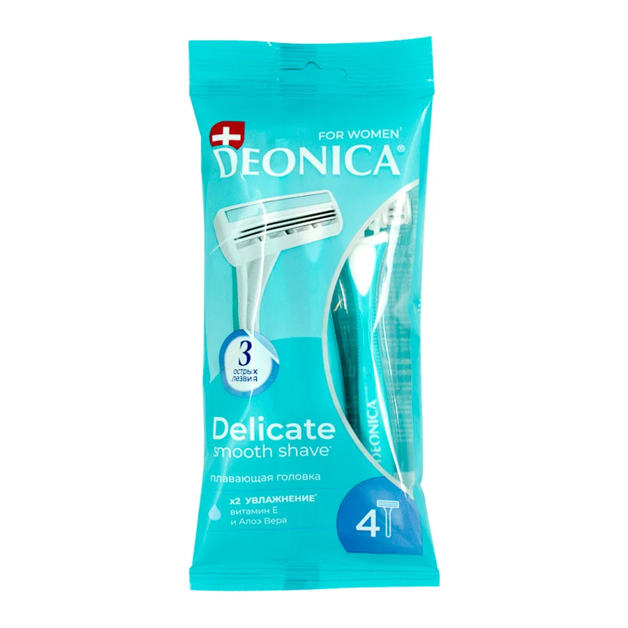 DEONICA 3 For women Бритва одноразовая 4шт голубые