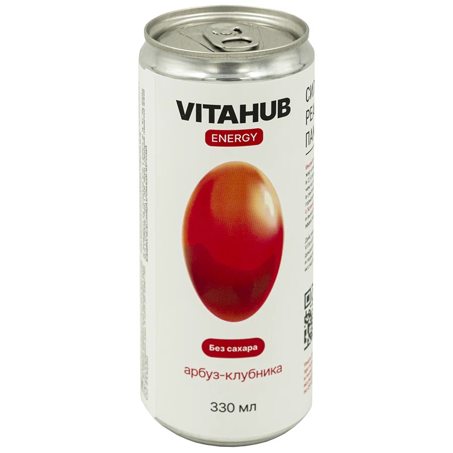 VITAHUB Напиток б/а тонизирующий газированный со вкусом арбуза и клубники 330мл
