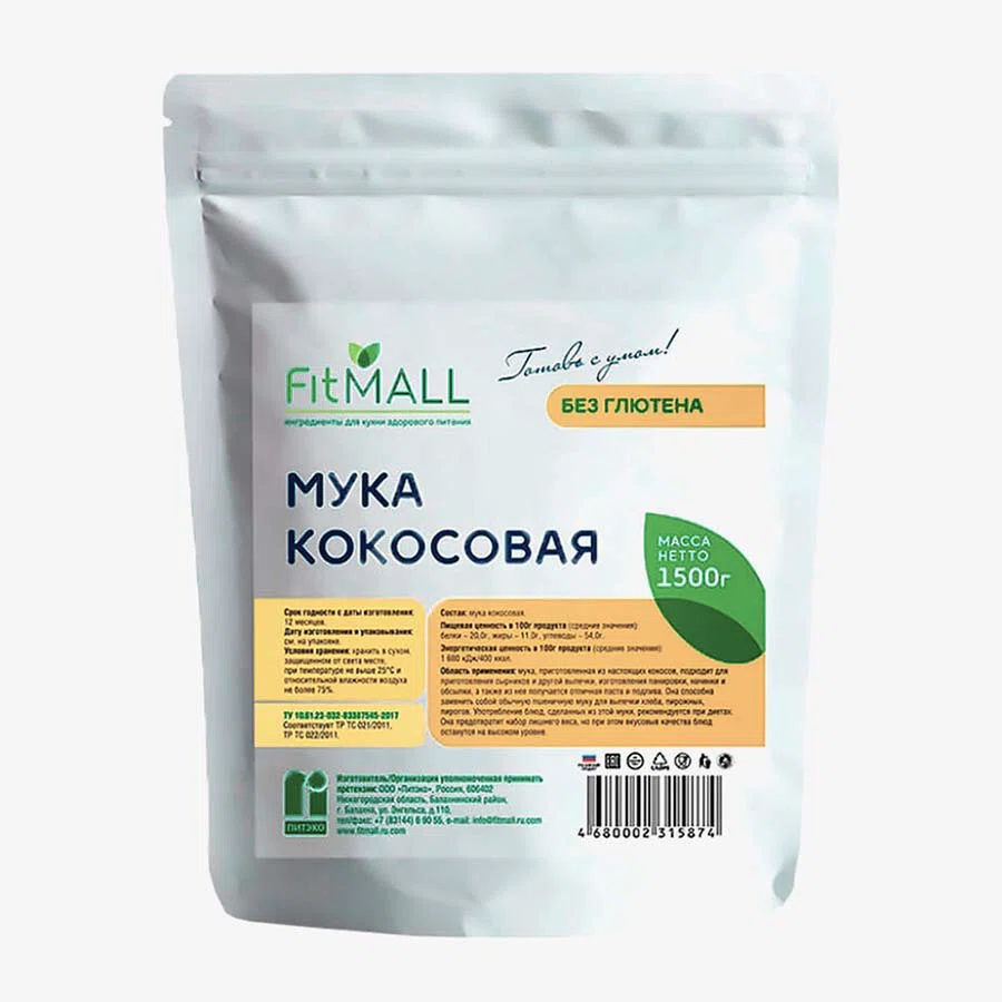 FIT Мука кокосовая 1500г дой-пак
