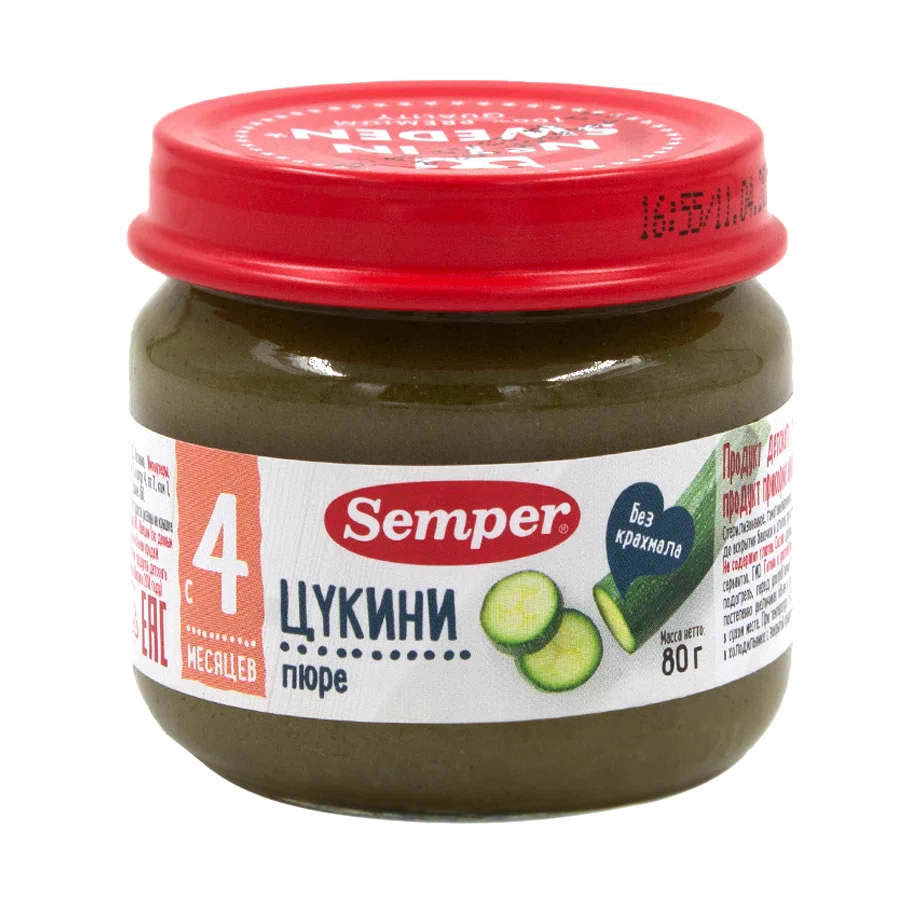 SEMPER Пюре цуккини 4 месяца+ 80гр стекло