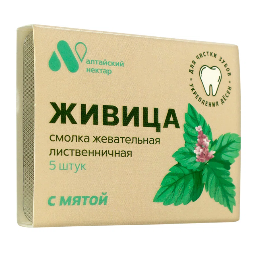 АЛТАЙСКИЙ НЕКТАР Смолка жевательная лиственничная с мятой 5шт