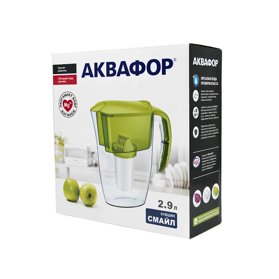 АКВАФОР Фильтр для воды кувшин СМАЙЛ салатовый 2,4л