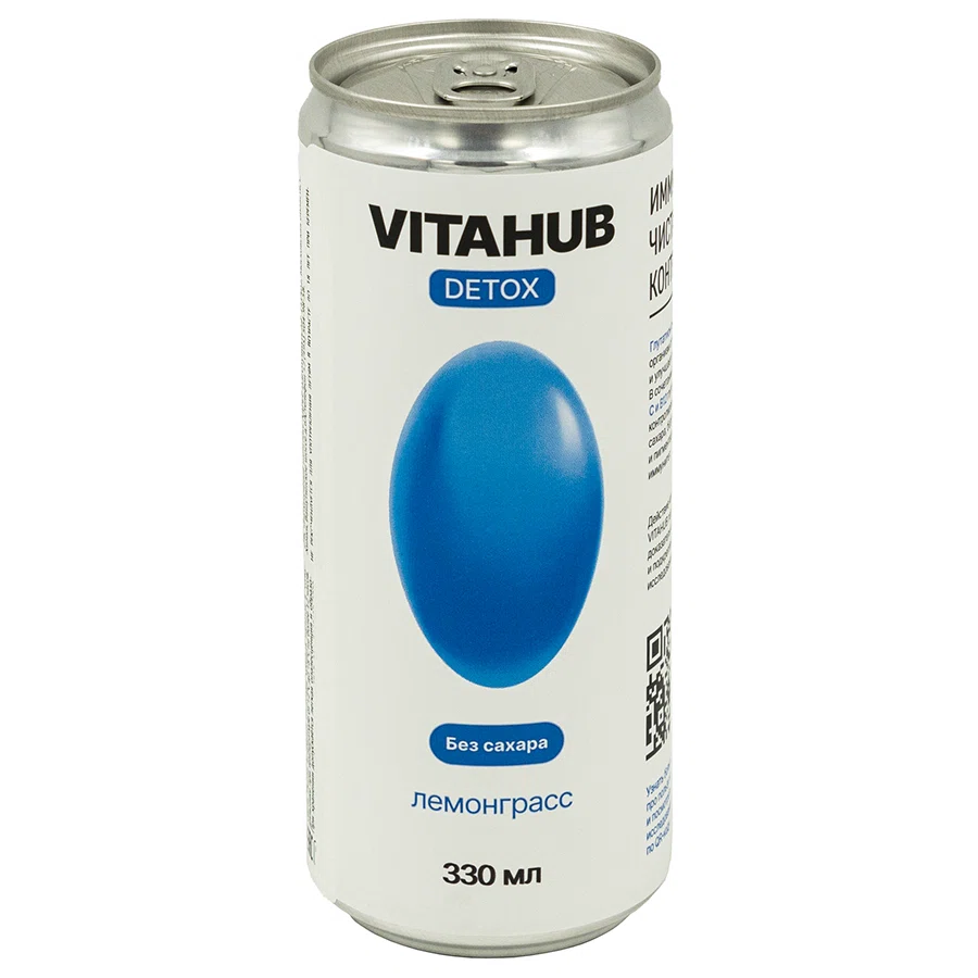 VITAHUB Напиток б/а тонизирующий газированный со вкусом Лемонграсса 330мл