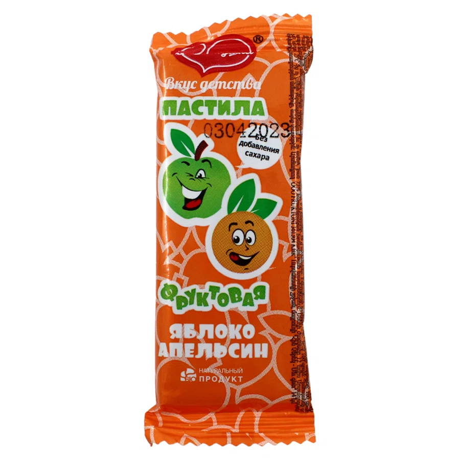 ФРУКТОНИ ПАСТИЛУШКА ВКУС ДЕТСТВА Пастила Фруктовая без сахара Яблоко-Апельсин 1шт