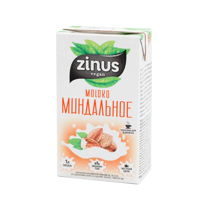 ОВСЯНКАСЭР ZINUS VEGAN Молоко Миндальное 1л