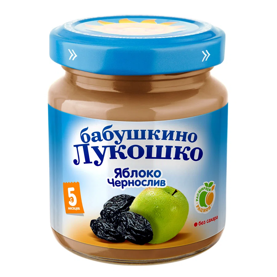 БАБУШКИНО ЛУКОШКО Пюре яблоко-чернослив без сахара 5+месяцев