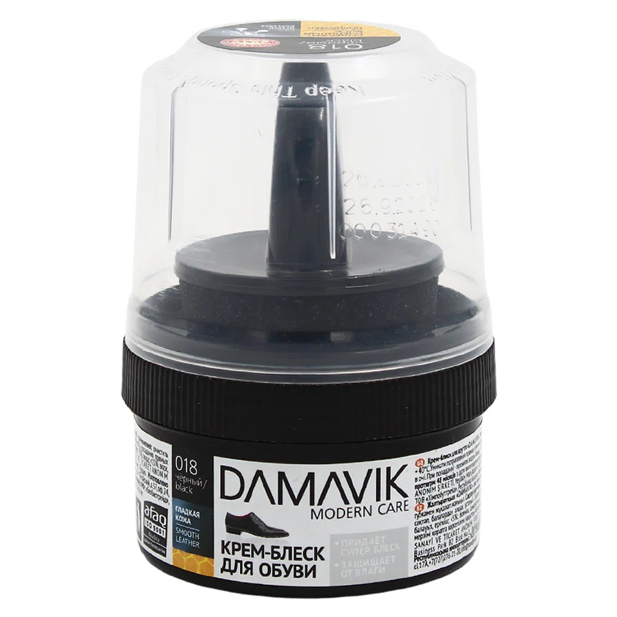 DAMAVIK Крем-блеск для обуви с губкой темно-коричневый 50мл