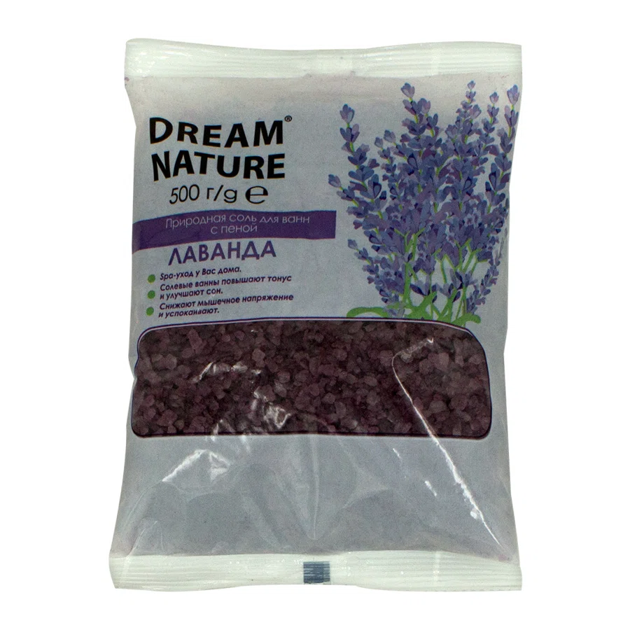 DREAM NATURE Соль для ванн с пеной Лаванда 500гр
