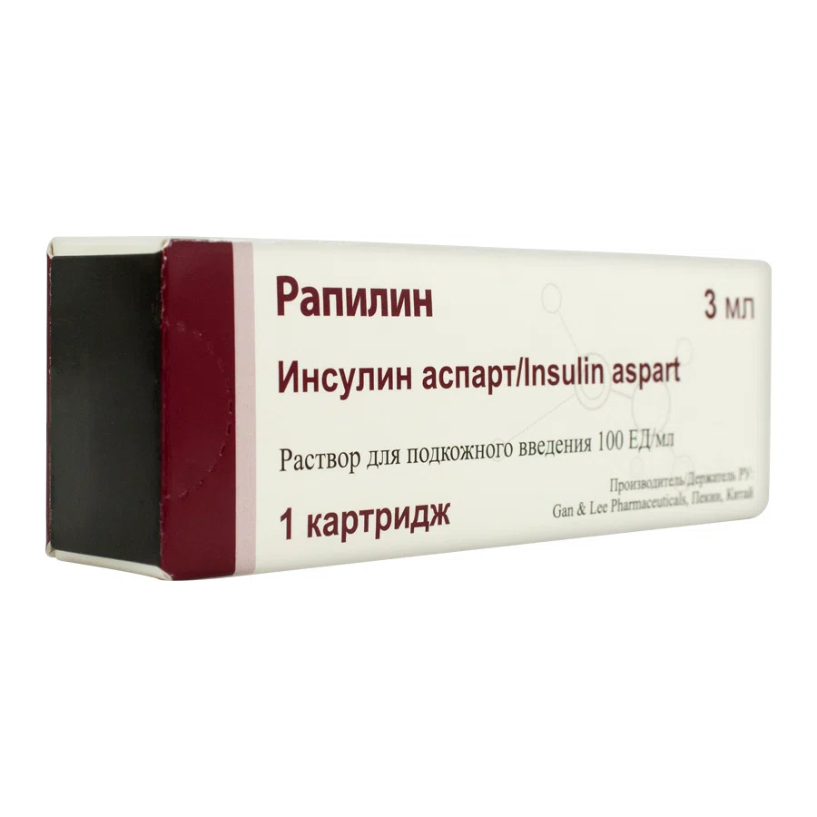 РАПИЛИН 100 ед/мл 3 мл  №1 карт  Инсулин Аспарт