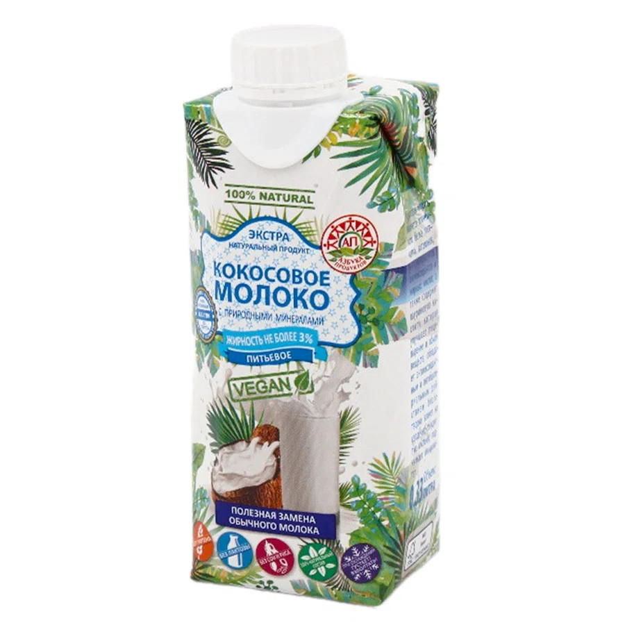 VEGAN Молоко кокосовое 3% с природными минералами 330мл