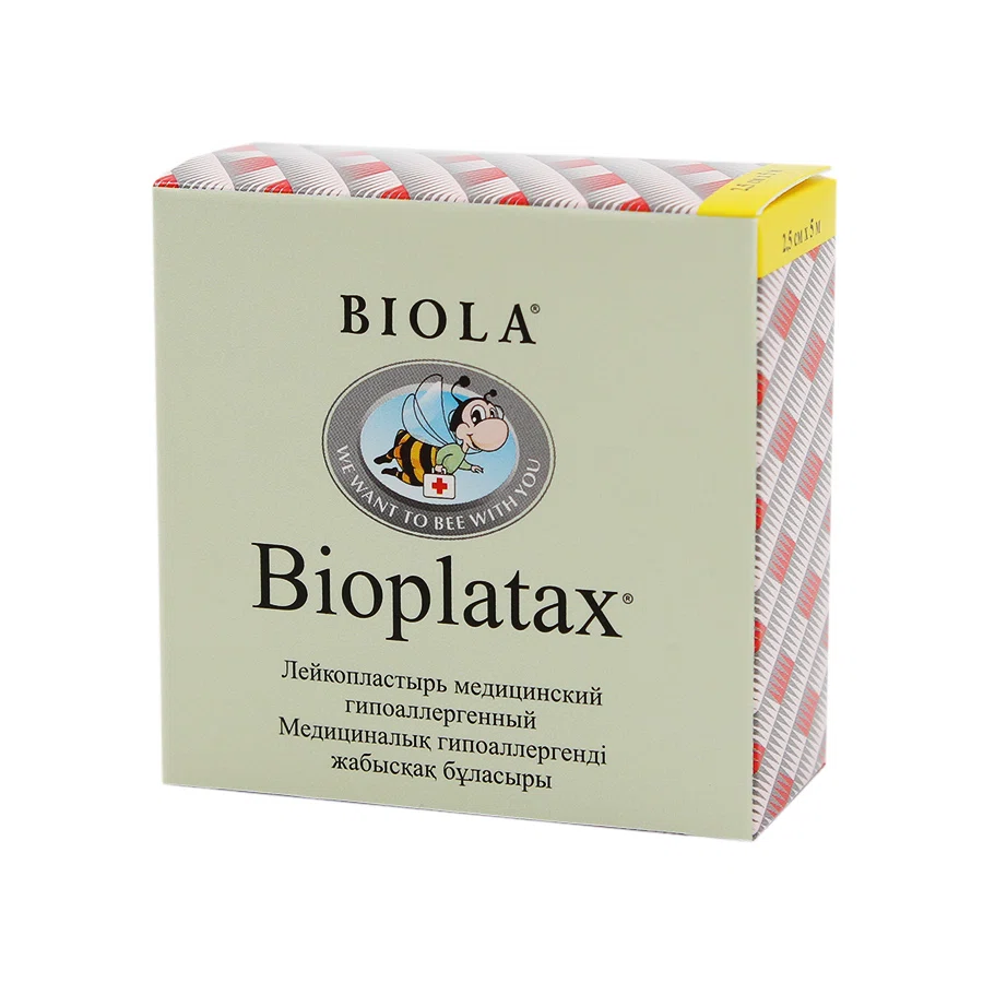 BIOLA BIOPLATAX Лейкопластырь гипоаллергенный 2,5см*5м ( ткан основа)