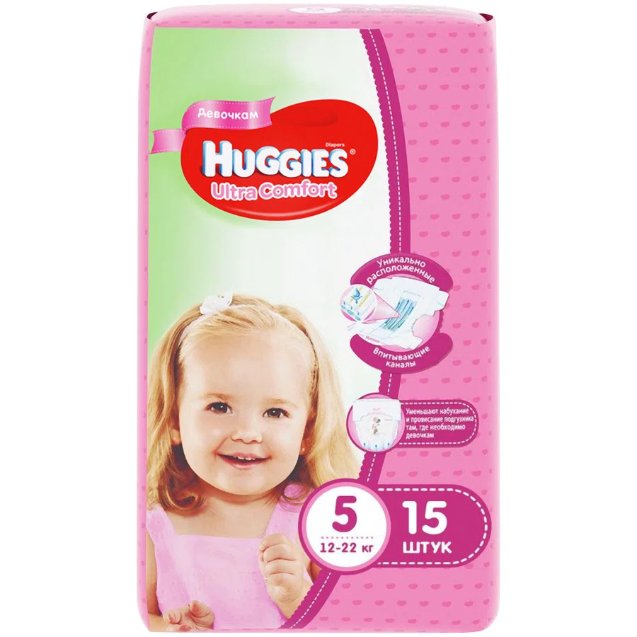 HUGGIES Подгузники Ultra comfort 5 12-22 кг для девочек