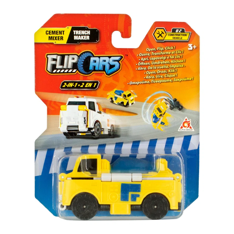 ALPHA GROUP Flip Cars 3+ Машинка-трансформер Бетономешалка и Траншеекопатель