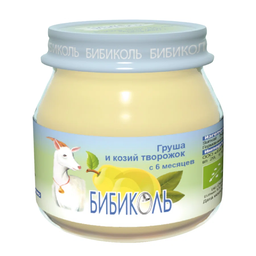 БИБИКОЛЬ Пюре груша/козий творожок 6м+ 80гр