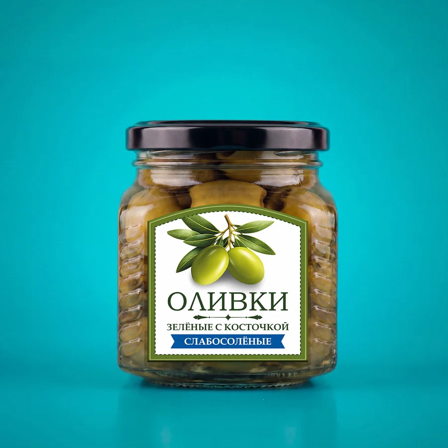 Оливки зеленые с косточкой слабосоленые Греция