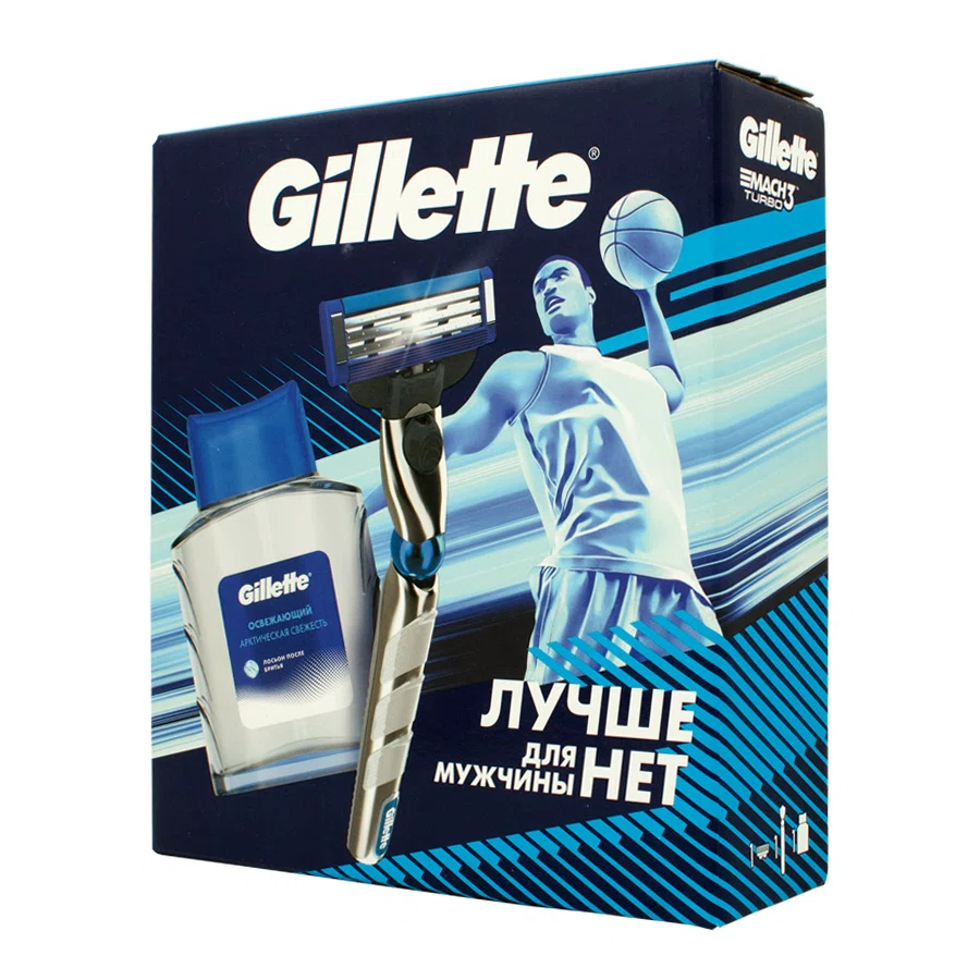 GILLETTE Набор Mach3 Turbo бритва+ Лосьон после бритья 30мл