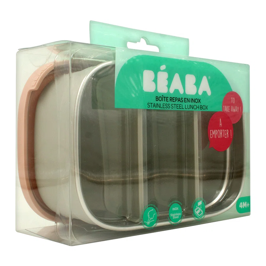 BEABA Контейнер для ланча BOITE REPAS INOX GRIS V/D ROSE