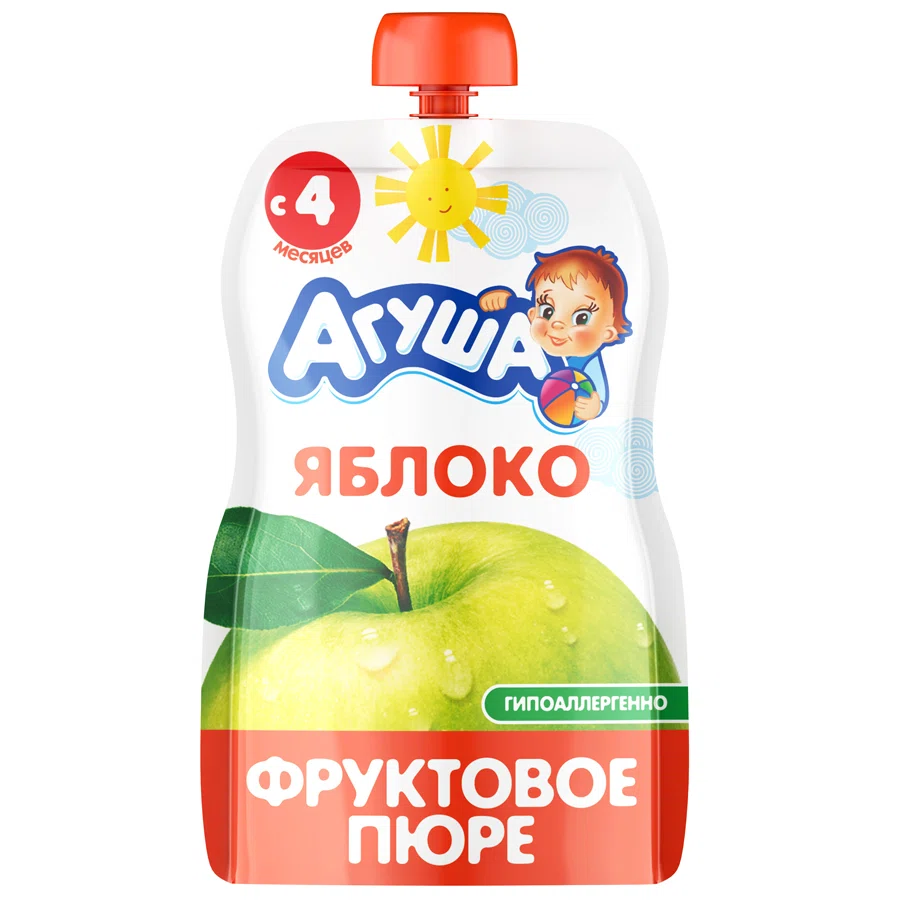 АГУША Пюре фруктовое яблоко 4+ 90гр (пауч)