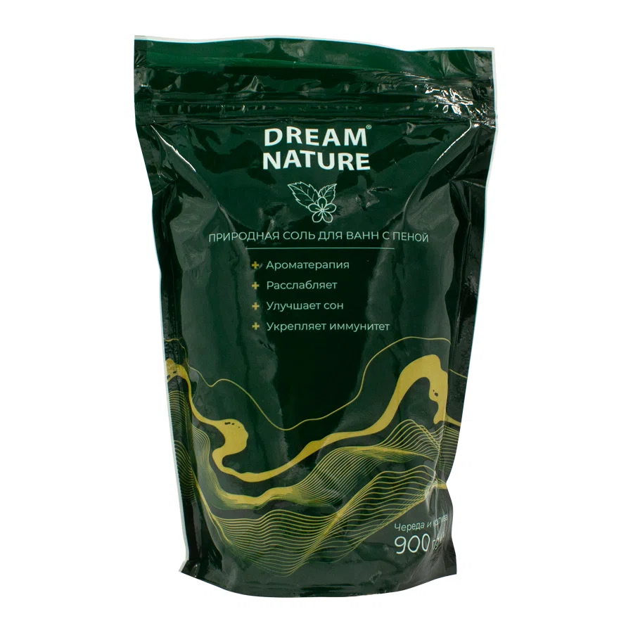 DREAM NATURE Соль для ванн с пеной Череда и крапива 900гр