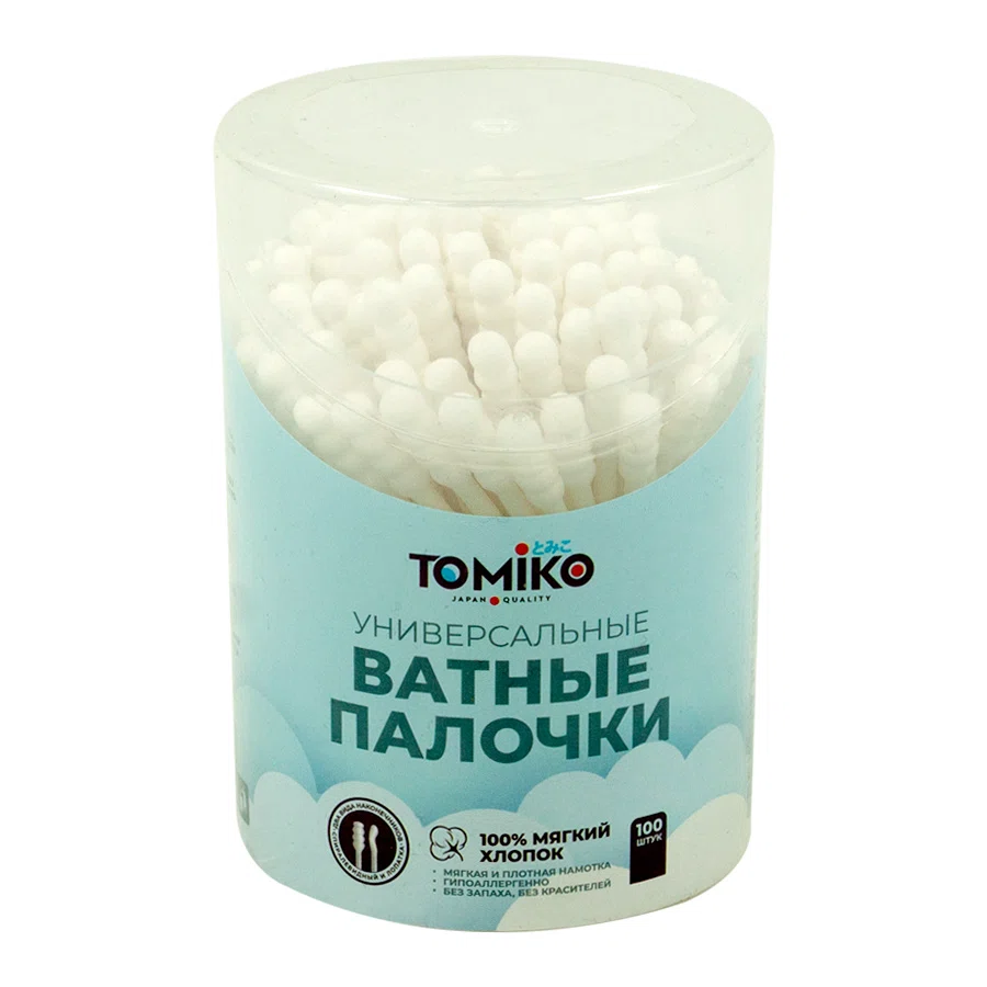 TOMIKO Палочки ватные спираль- лопатка 100шт