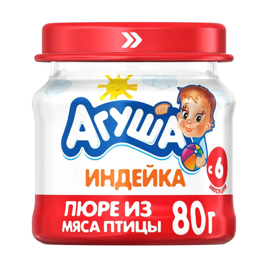 АГУША Пюре мясное индейка 6+ 80гр (стекло)