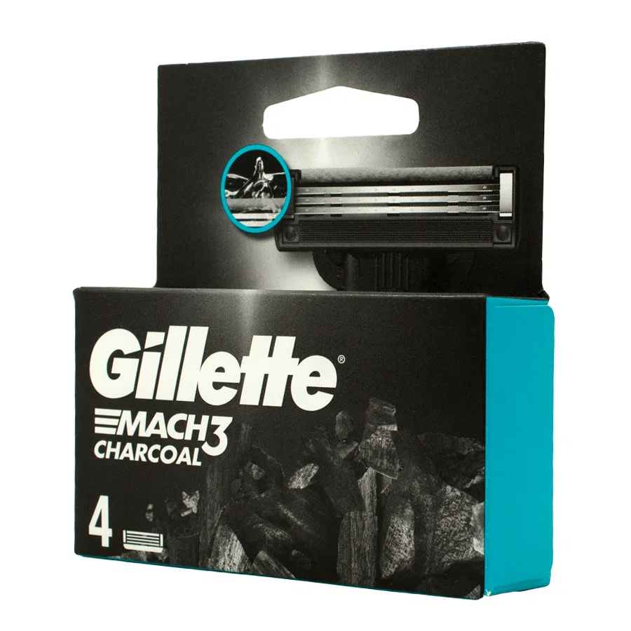 GILLETTE Кассета сменная MACH3 Charcoal 4шт