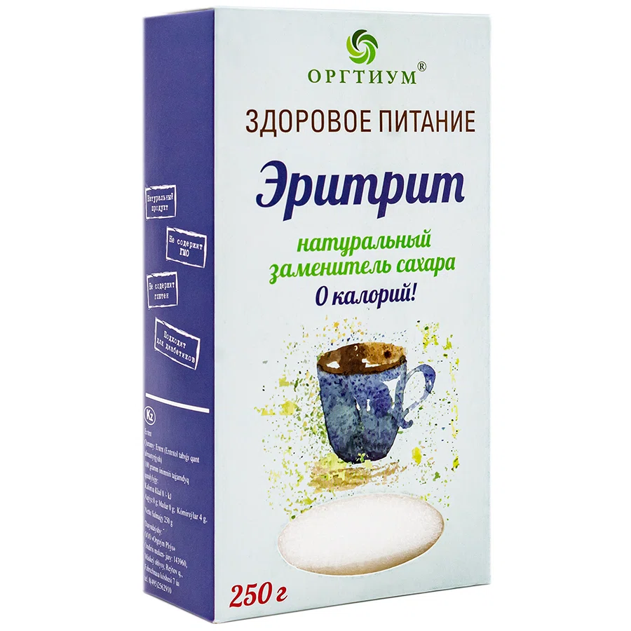 ОРГТИУМ ПЛЮС Эритрит натуральный заменитель сахара 0 калорий  250 гр