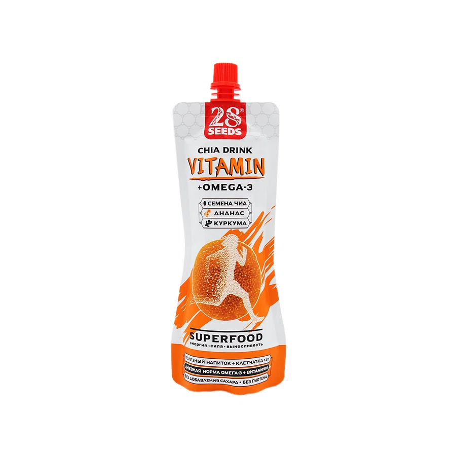 28 SEEDS Напиток чиа Vitamin ананас + куркума дой-пак 250мл