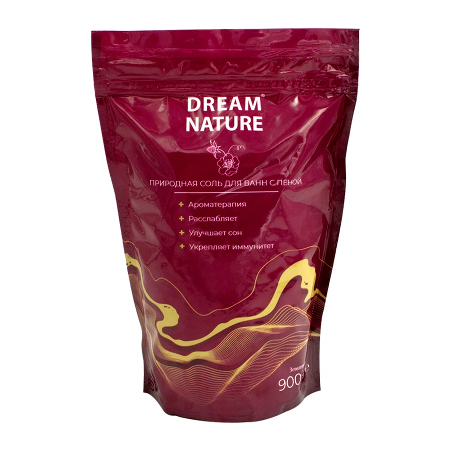 DREAM NATURE Соль для ванн с пеной Земляника 900гр