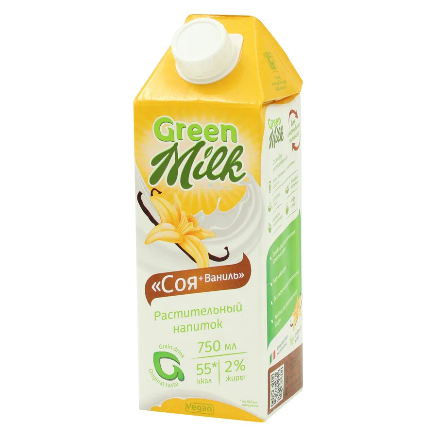 GREEN MILK Напиток растительный Соя-Ваниль 750мл