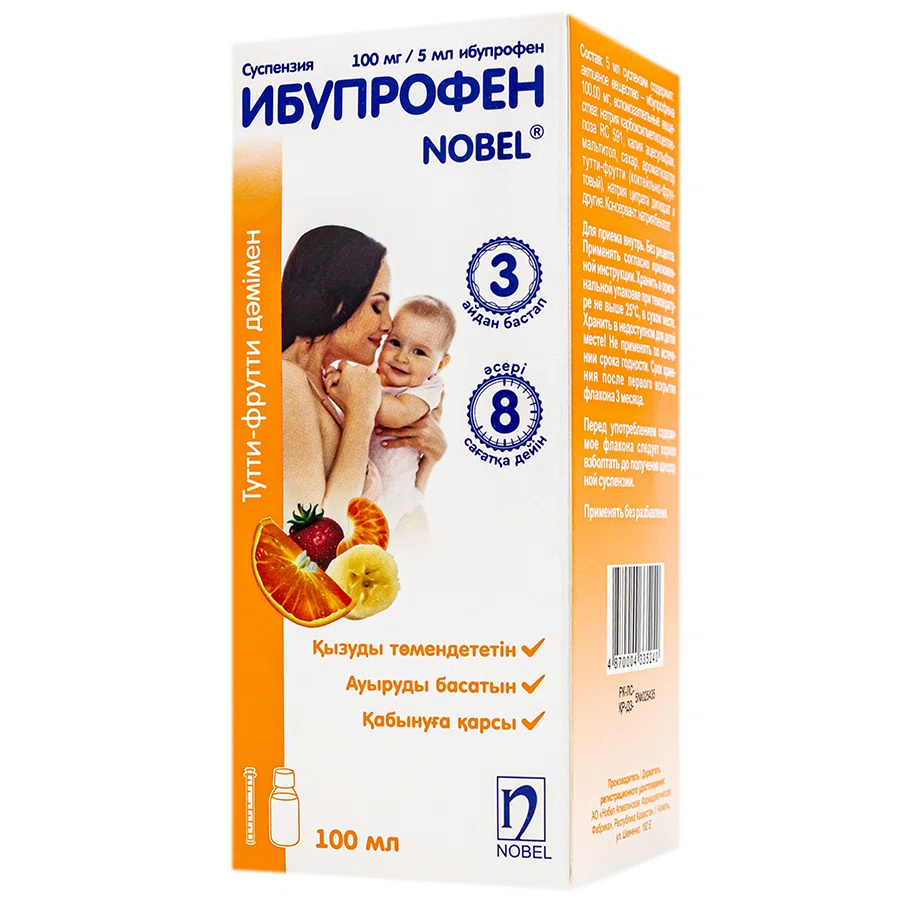 ИБУПРОФЕН НОБЕЛЬ 100 мг/5 мл 100 мл сусп  Тутти-фрутти