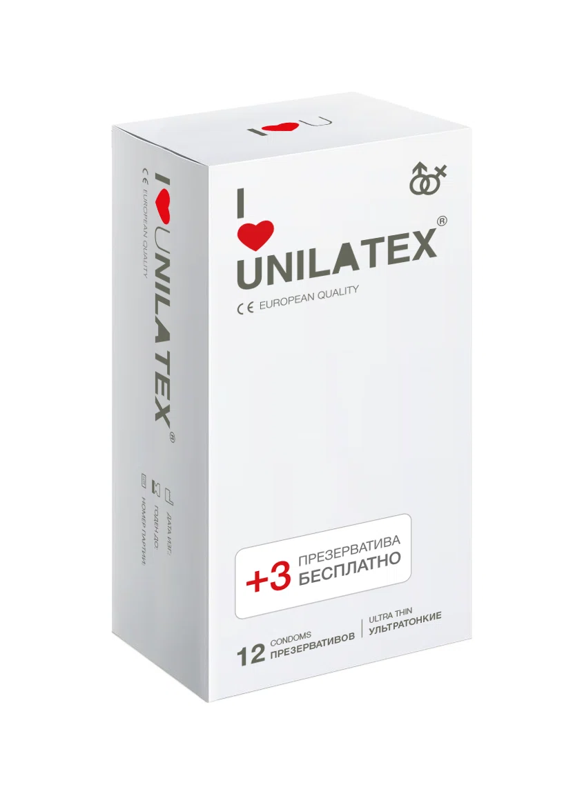 UNILATEX Презервативы ультратонкие 12+3шт