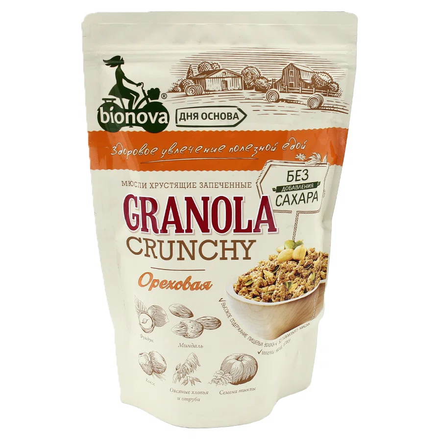BIONOVA Мюсли запеченные CRUNCHY Орехи 400 гр
